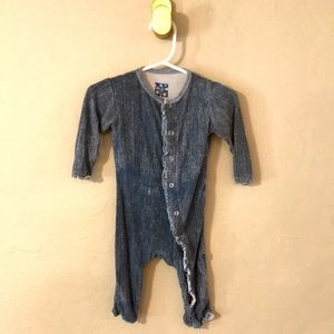 Kickee pants ‘denim’ themed one piece 3-6 months